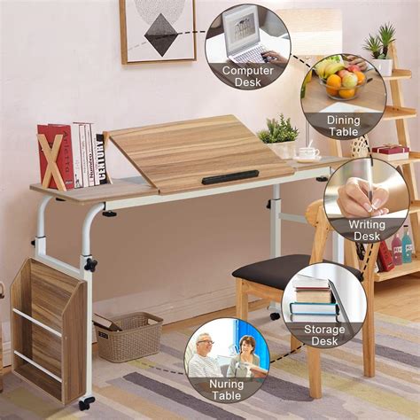 Buy Adjustable Overbed Table Mobile Computer Desk Height And Length
