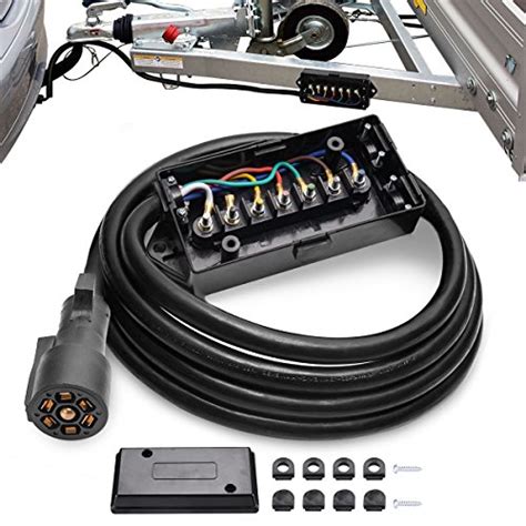 How to wire a 7 pin trailer light wiring diagram plug7 way trailer plug color code 7 pin trailer connectortrailer light adaptertrailer wiring harnessweb. KASLIGHT 8FT IP68 7 Way Trailer Cord With Junction Box，7 Way Trailer Plug 7 Wire Trailer Cable 7 ...