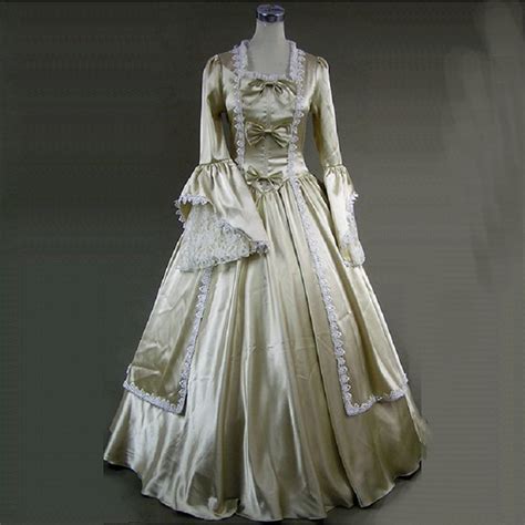 Retro Champagne Long Sleeve Princess Dress 18th Century European Court