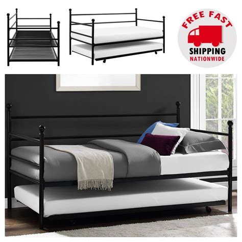 Twin size daybed beds : Black Daybed With Trundle Metal Frame Twin Size Small ...