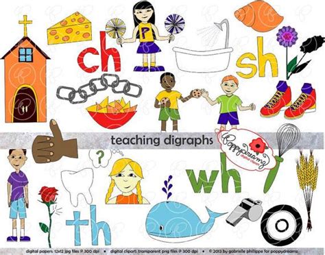 Teaching Digraphs Clipart Set 300 Dpi School Teacher Clip Etsy