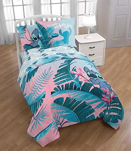 Jay Franco Disney Lilo And Stitch Floral Fun 5 Piece Twin Bed Set