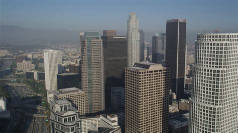 5k Stock Footage Aerial Video Fly By Skyscrapers Downtown Los Angeles