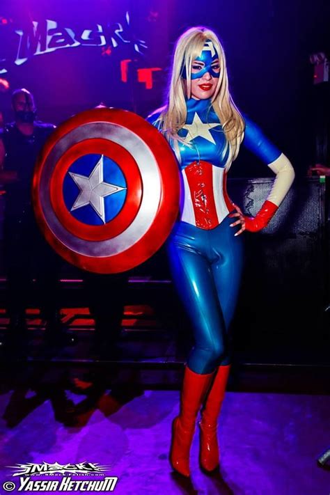 ashley bad captain america in rubber cosplay ashleybadfref photo