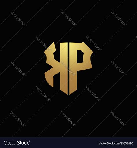 Kp Logo Monogram With Gold Colors And Shield Vector Image