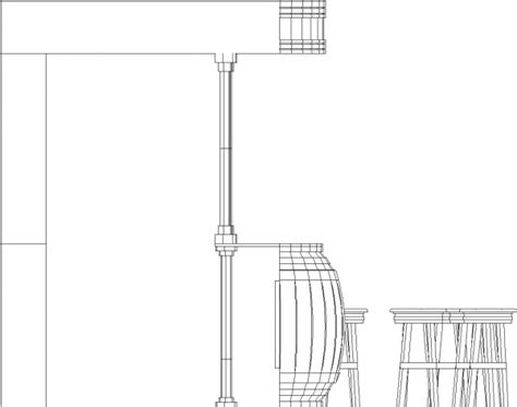 Mm Wide Barrel Concent Bar Counter With Bar Stools Left Side Elevation Dwg Drawing