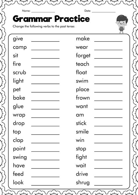 Worksheets For Past Tense Verbs