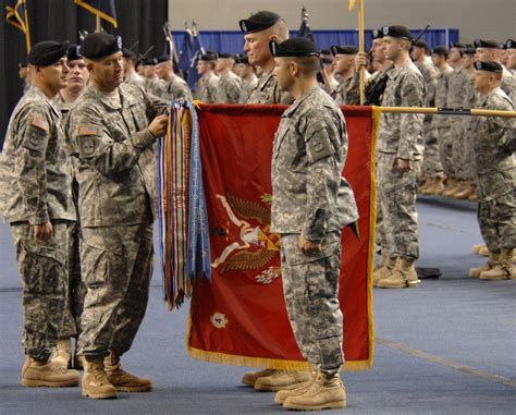 Us Army Col Michael Shields Attaches A New Battle Streamer To The
