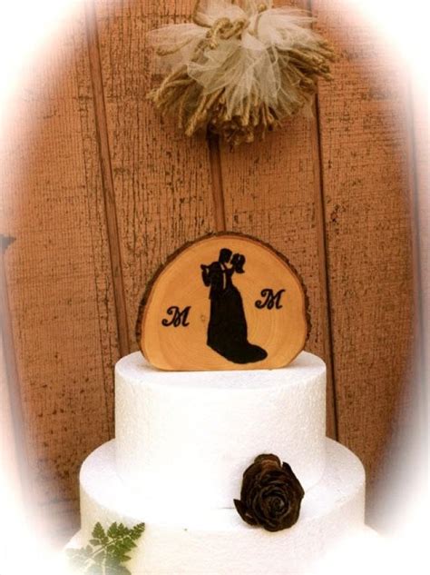Wooden Wedding Cake Topper Bride Groom Cake Topper Fall Wedding Cake