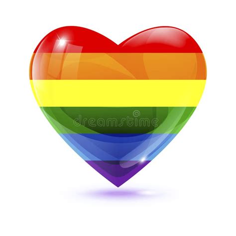 gevormd de stickers vrolijk en lesbisch symbool van de regenboogvlag lgbt hart stock illustratie