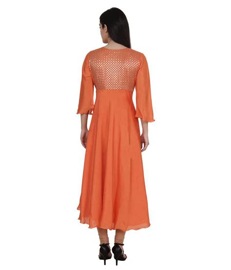 Women Couture Orange Chiffon Straight Kurti Buy Women Couture Orange
