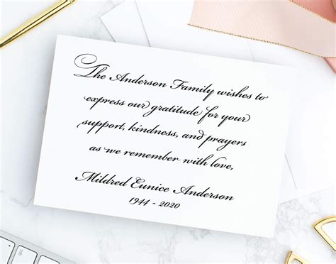 Buy Personalized Memorial Thank You Cards With Envelopes Choose