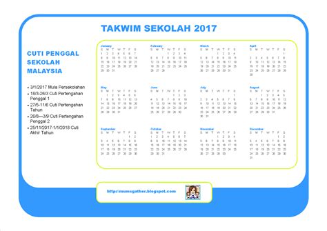 Malaysia School Holiday Calendar 2017 Parenting Times