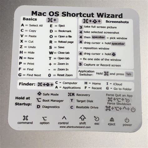 Mac Os Shortcut Decal Sticker Cheat Sheet Big Sur Most Used Keyboard