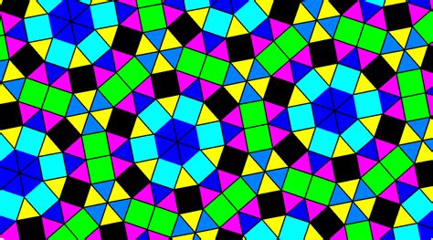 Five Versions Of A Tessellation Using Squares And Equilateral Triangles
