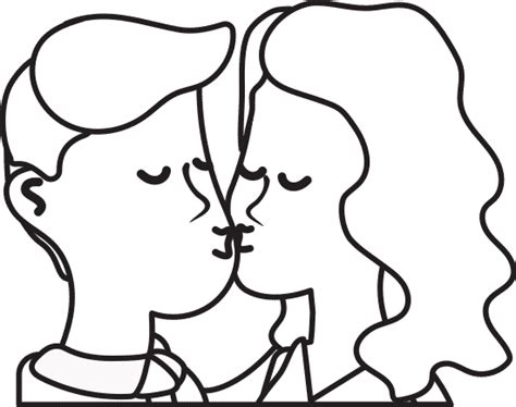 Line Cute Couple Kissing A Romantic Scene 素材 Canva可画