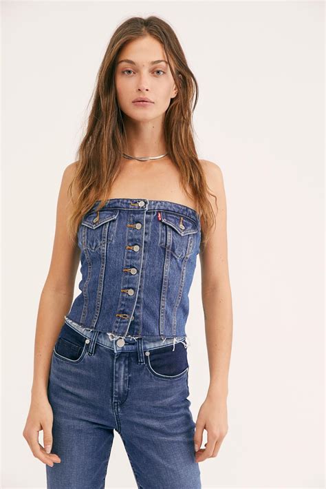 Free People Levis Lace Up Denim Corset Top By Levis In Blue Lyst