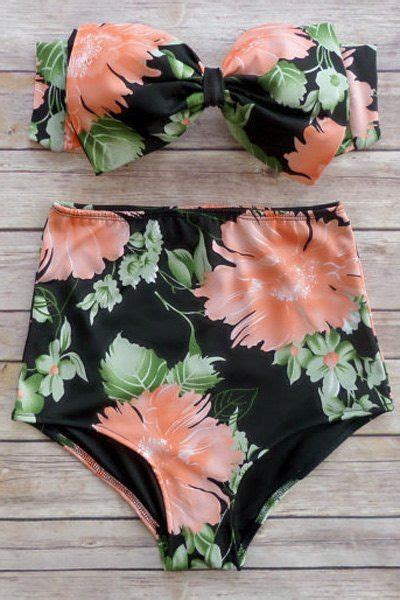 [21 off] trendy strapless bowknot embellished floral printed bikini set for women rosegal