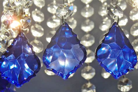 Cobalt Blue Chandelier Drops Glass Crystals Droplets Prism Leaf