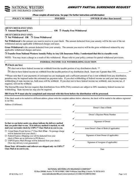 National Western Life Insurance Sp 8215 2017 2022 Fill And Sign