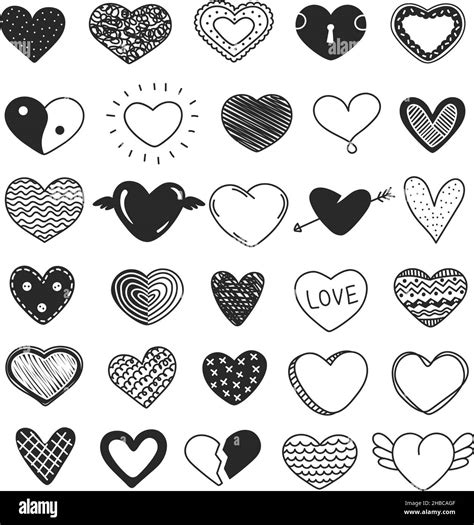 Cute Doodle Hearts Hand Drawn Heart Sketches Cupid Arrow Heart