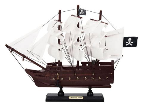 Buy Wooden Caribbean Pirate White Sails Model Pirate Ship 12in Model