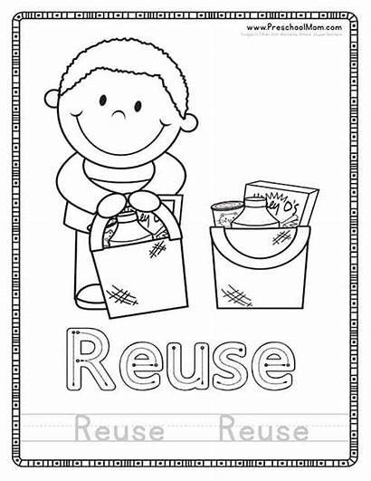 Earth Coloring Preschool Reuse Activities Recycle Reduce