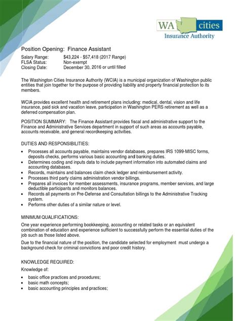 This financial planner job description template is optimized for posting to online job boards or careers pages and easy to customize for your company. Finance Assistant Job Announcement | Accounting | Service ...