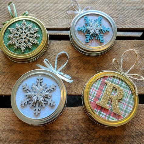 Rustic Little Custom Mason Jar Lid Ornaments 🎄 🎁 Diy Christmas