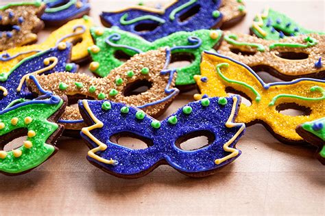 Mardi Gras Mask Cookies With Sprinkles On Top