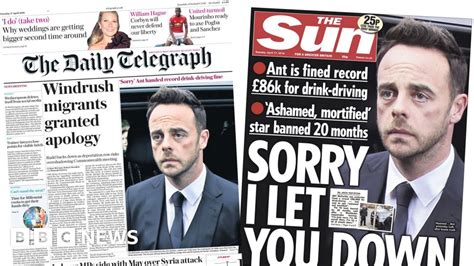 Newspaper Headlines Windrush Scandal And Mcpartlin Apology