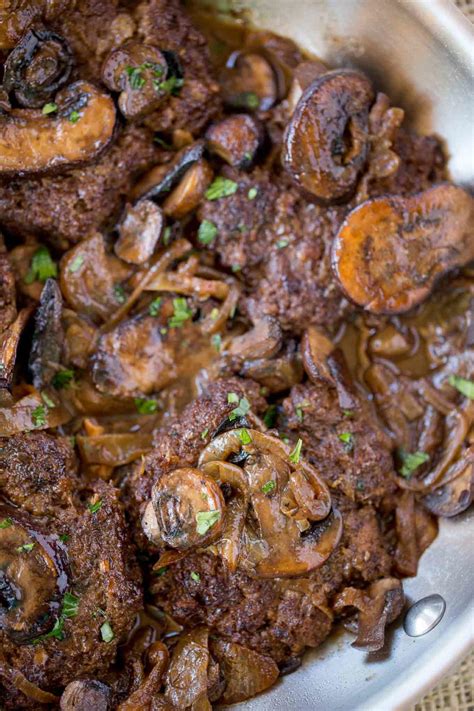 Form into 4 to 6 oval patties, and then make lines across the patties to give them a steak appearance. Easy Salisbury Steak | FaveSouthernRecipes.com
