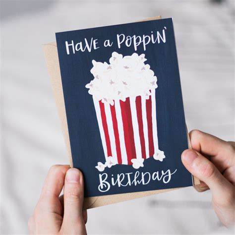 Poppin Birthday Popcorn Illustrated Birthday Card By Miracami Studio