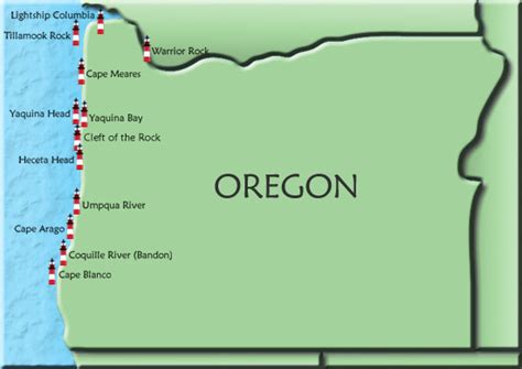 Map Of Oregon Lighthouses Hiking In Map