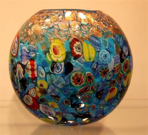 New 7 Hand Blown Glass Murano Art Style Vase Blue Italian