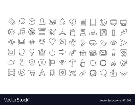 Web Line Icon Set Universal Thin Icons Royalty Free Vector