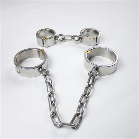 2pcsset Stainless Steel Bdsm Bdsm Bondage Kit Handcuffs For Sex Ankle