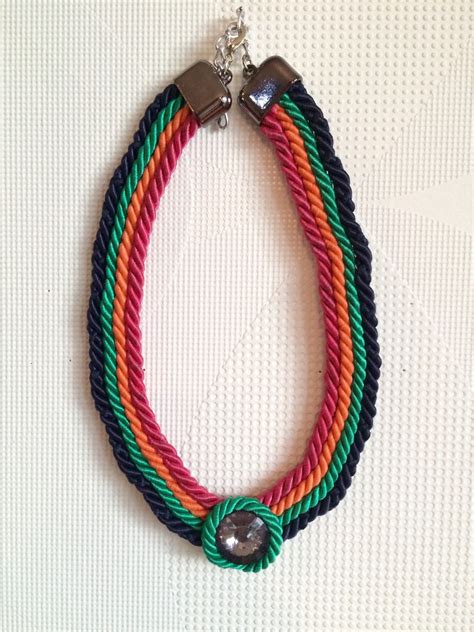 Colorful Rope Necklace Cord Necklace By Sarakeyhandmade On Etsy