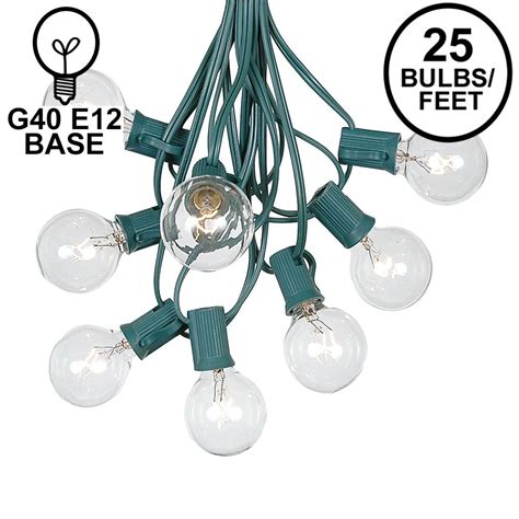 100 Clear G40 Globeround Outdoor String Light Set On White Wire