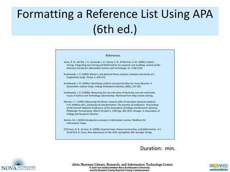 Ppt Formatting A Reference List Using Apa 6th Ed Powerpoint