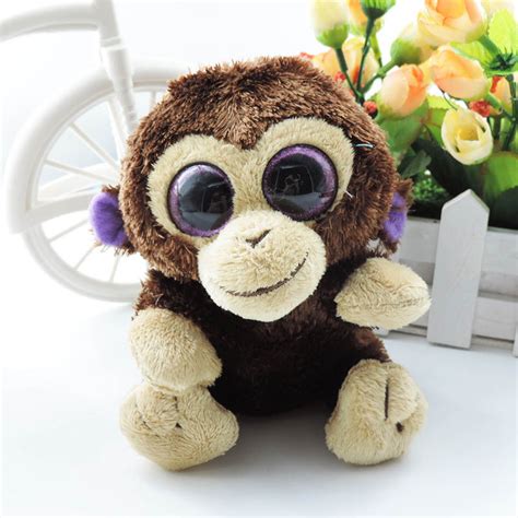 15cm Cute Big Eyes Monkey Plush Toy Brown Teddy Stuffed