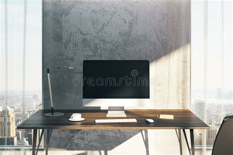 Creative Designer Desktop With Computer Stock Illustration