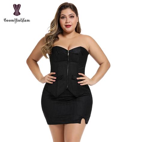 office style women basques bustier stripes overbust corsets top with skirt lace up boned corset