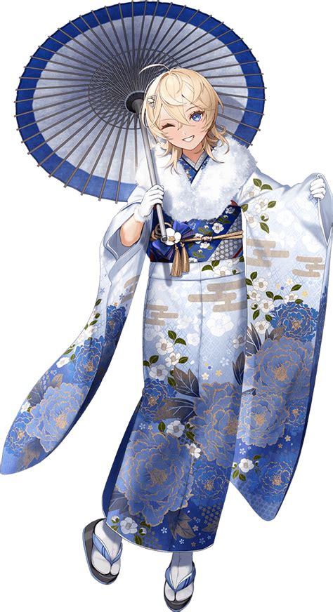 Safebooru 1girl Ahoge Blonde Hair Blue Eyes Blue Kimono Floral Print Full Body Hair Between