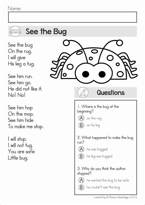 Reading Comprehension And Fluency Phonics Poems Reading Worksheets