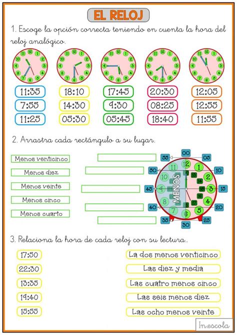 The Spanish Language Worksheet For Telling Time With Pictures And