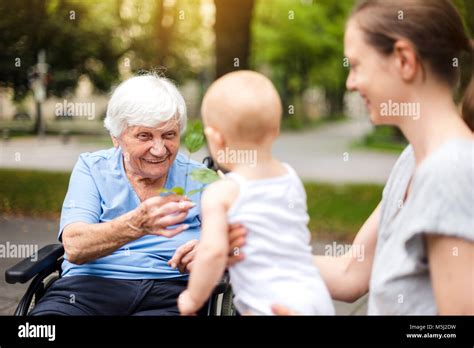 Retrato De Mujer Senior Feliz Con Su Hija Y Su Nieta En Un Parque