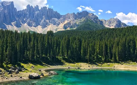 Scarica Sfondi Lago Di Carezza Italia 4k Alpi Montagna Lago