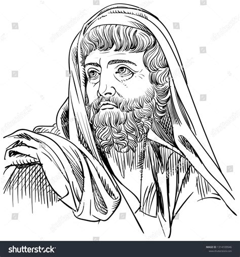 Herodotus 484 425 Bc Portrait In Line Art Illustration He Was A