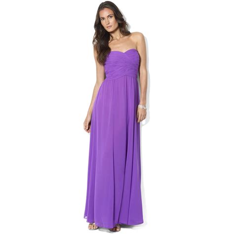 Lyst Ralph Lauren Strapless Evening Gown In Purple